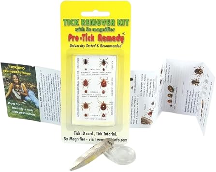 1 Pack Tick Removal Tool for Dogs Cats Horses Humans and Pets - Includes 5X Magnifier Tick ID Card and Tick Remover Pamphlet