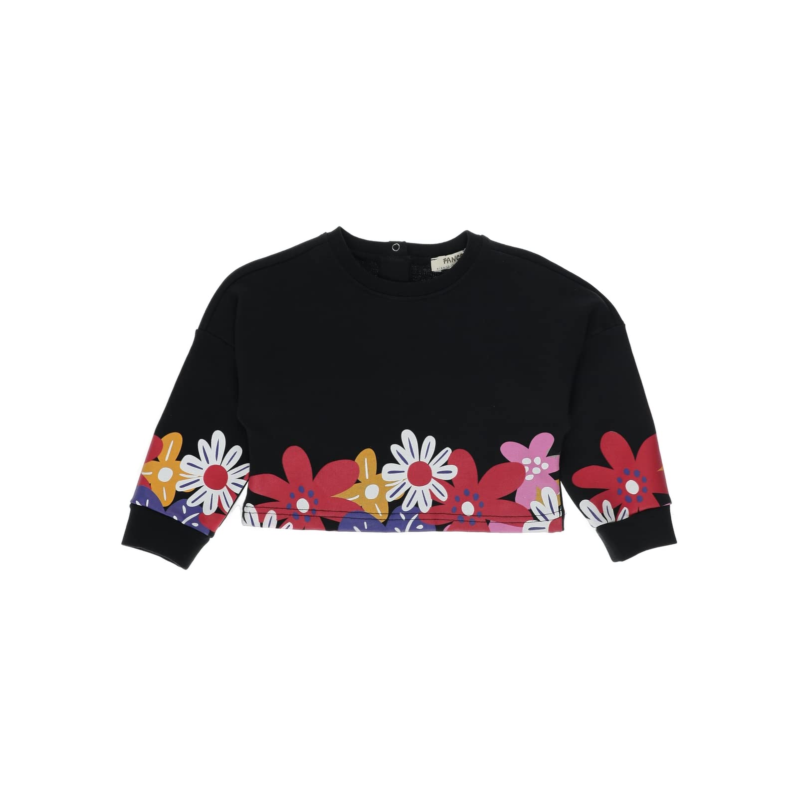 Kız Çocuk Etek Ucu Çiçekli Crop Sweatshirt