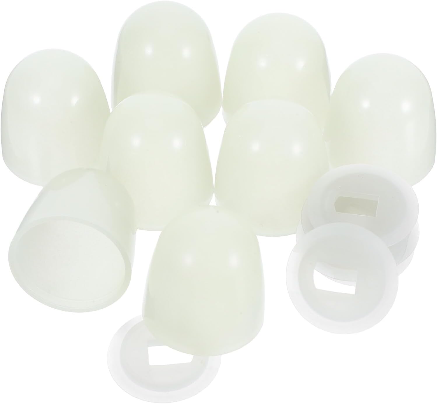 FUOYLOO 8 Sets Universal Plastic Toilet Bolt Covers with Washers, round Push-on Screw Caps for Toilet Bowl Floor Mounting, Glow-in-the-dark Bathroom Accessories