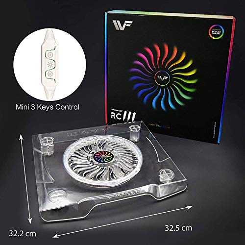 image for WFPOWER Upgrade USB RGB LED Cooler Cooling Fan Stand, Multi-Color LED 