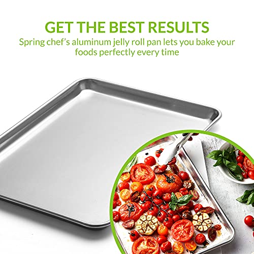 Spring Chef Jelly Roll Pan - 11.2 X 15.7-Inch Durable Aluminum Baking Pan - Non-Rust Baking Tray For Cookies, Meat, Vegetables, Pastries - Distributes Heat Evenly - Easy To Clean Cookie Sheet Pan #TOP4