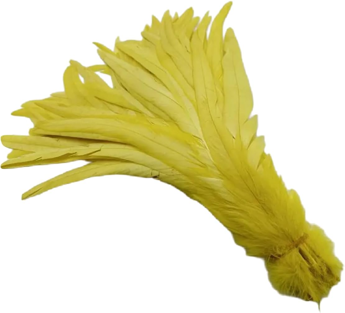 Queenbox 15.7-17.7in 100pcs Long Cock Feathers, Rooster Craft Feathers Bulk for Wedding Party DIY Handmade Clothing, Green 1