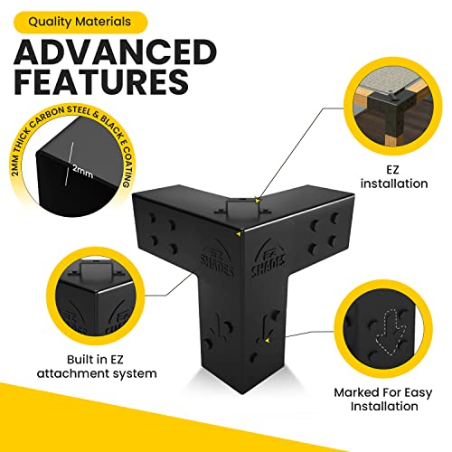 Ez Shades – Wall Mount Kit For 4X4 Lumber, Durable And Modern Pergola Kit With Corner Brackets, Wall Mount Brackets And Post Bases, Easy To Install, Bolts And Screws Are Included, Black (Ezwmg2) #TOP3