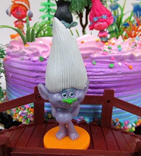 Trolls Themed Birthday Cake Topper Set Featuring Poppy & Friends Figures and Decorative Themed Accessories - Thumbnail 5