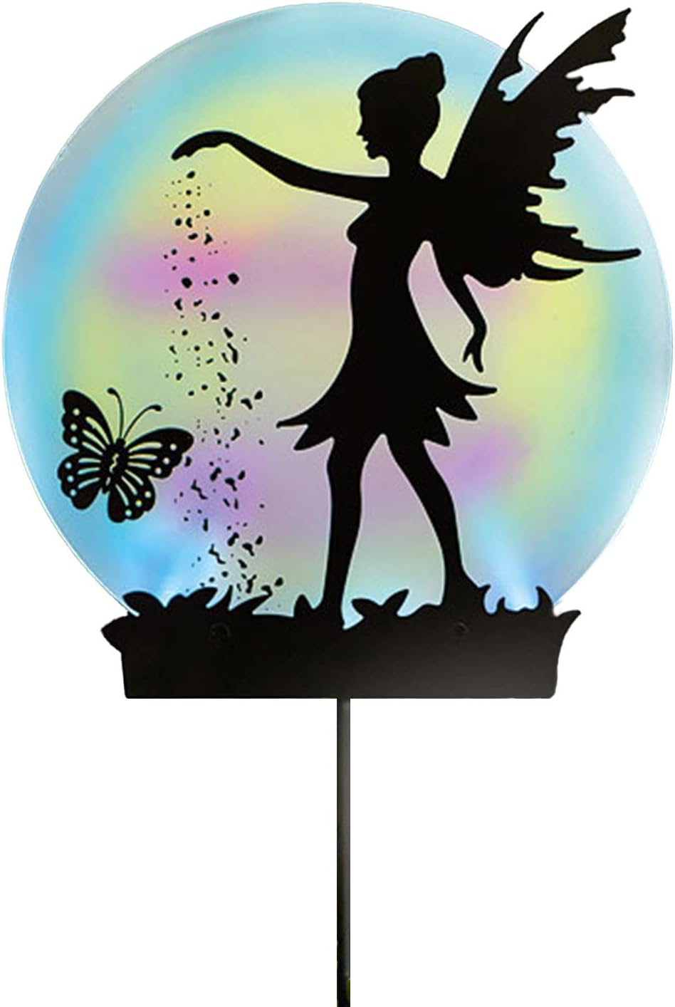 Fairy & Butterfly Silhouette Solar Garden Stake Light – Solar Powered Weather Resistant Metal Outdoor Lighting for Pathway, Patio, Lawn, Flower Beds, Borders – Measures H50 x W25xm x D4cm