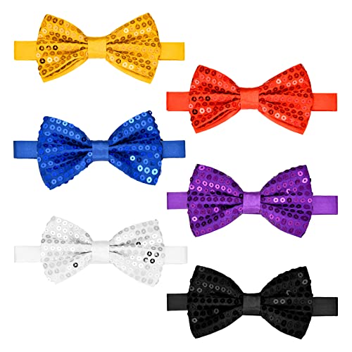 Yaomiao 6Pcs Men's Pre Tied Sequin Bow Ties Double Layer Tux Bowtie With Adjustable Strap For Men Boy Christmas Wedding Graduation(Sequin Style) #TOP9