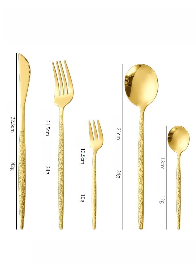 Ce Service de Couverts, composé de 5, 20, 30, 40, 50 ou 60 pièces, de Style Portugais, en Acier Inoxydable, Comprend des cuillères et des fourchettes martelées avec Manches en Forme d'arbre.