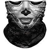 JIEBINGO Seamless Neck Gaiter Shield Scarf Bandana Face Mask Seamless UV Protection for Motorcycle Cycling Riding Running Headbands (Girl black)