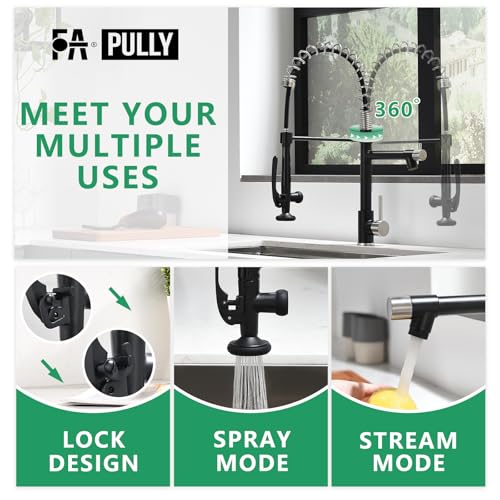 Image of Fapully Pull Down Kitchen Faucet with Sprayer Commercial