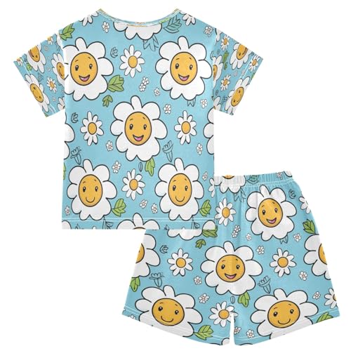 Little Happy Flower Kids Pjs Set Boys Girls Summer Short-Sleeve Sleepwear Pajamas 2PCS2