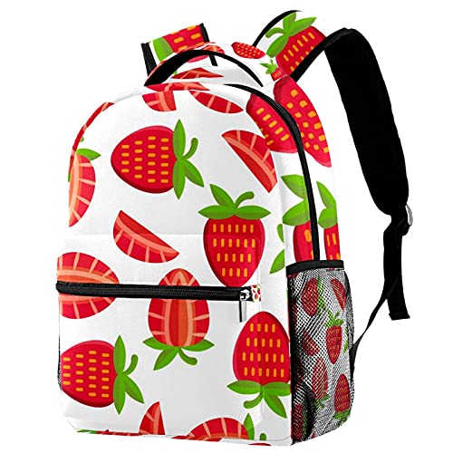 Sac à dos voyage fraises pour enfants avec porte-bouteille pratique