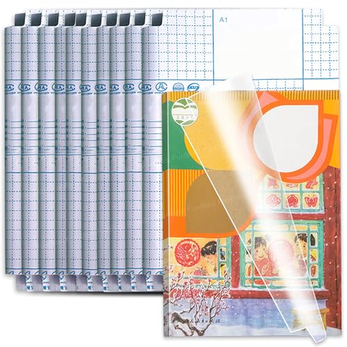 Image of FunBlast Transparent Sticker Book Cover Film - 32K Size -10 Each, Book Biding Cover, Waterproof School Textbook Protective Case Cover, Cut Self-Adhesive Book Cover Sticker (Transparent, 32K)