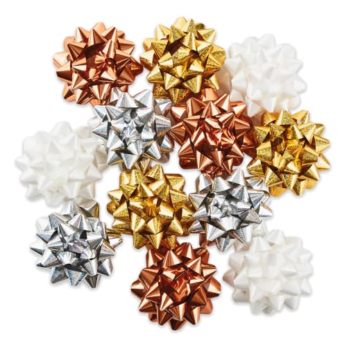 Hallmark Metallic Gift Bows, 12-Pack (Gold, Silver, Bronze, White)