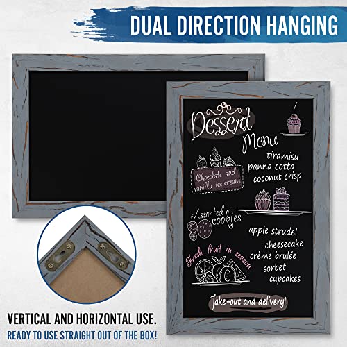 HBCY Creations Rustic Grey Magnetic Wall Chalkboard, Small Size 11" x 17", Framed Decorative Chalkboard - Great for Kitchen Decor, Weddings, Restaurant Menus and More! … (11" x 17")…