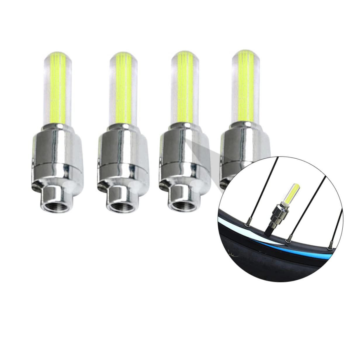 BESTonZON 4Pcs Colorful LED Bike Wheel Lights Scratch Valve Stem Lights Easy Install Bicycle Wheel Light for Casual Riders and Vocational Cyclists