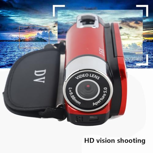 Caméscope numérique pour débutant : mini caméra vidéo rouge 16X facile à utiliser