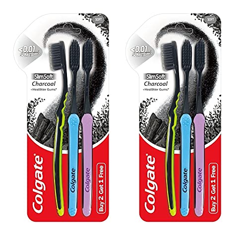 Image of Colgate Slim Soft Charcoal Manual Toothbrush for adults- 6 Pcs (Buy 4 Get 2 Free)