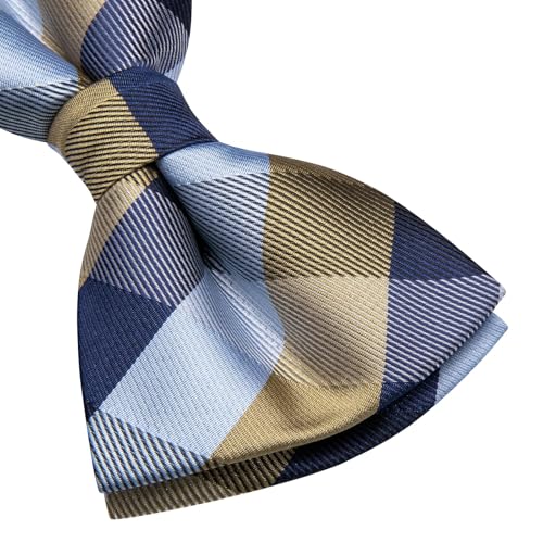 Image of Dubulle Mens Paisley Striped Bowtie Set Pre-tied Bowtie for Men and Pocket Square Set Wedding Business
