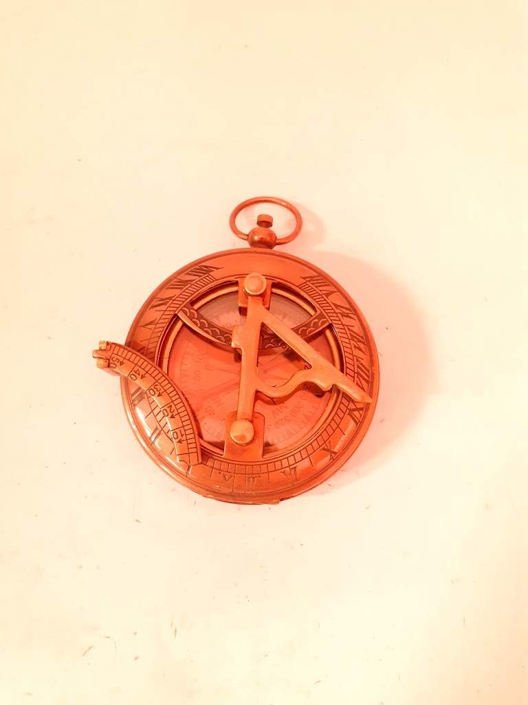 Push Button Sundial Compass Fully Working Brass Sundial Compass Brown Antique Finish