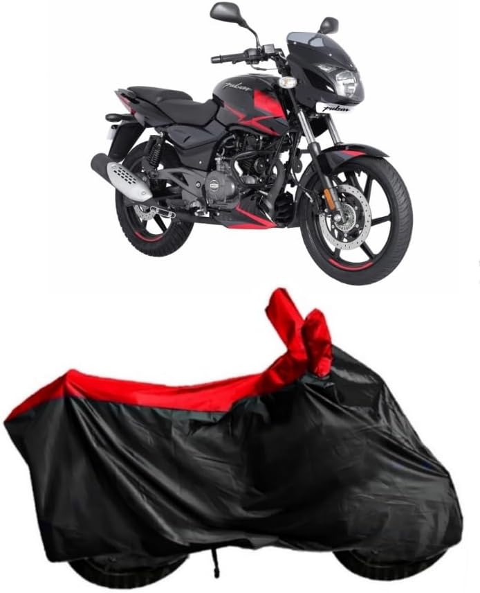 Rakku® Presents 100% Waterproof, Dirt & DustProof Bike/Scooty/Motorcycle Cover for Bajaj Pulsar 150 with Premium Polyester Fabric Also Suitable for All Indian Bikes & Scooty (Black/RED)