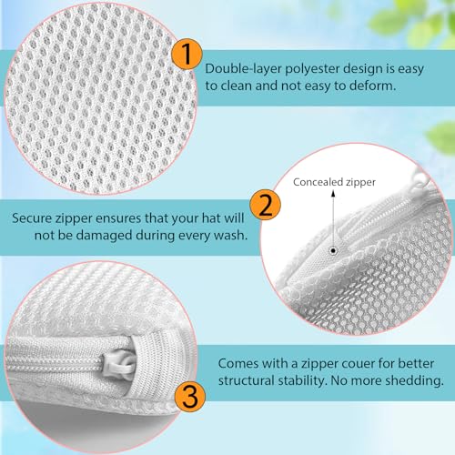 Coopache Wäschesack Cap Gestell zum Waschen Form Halter für Waschmaschine und Spülmaschine Hut Reiniger Basecap Waschgestell für Baseballmützen (Weiß)
