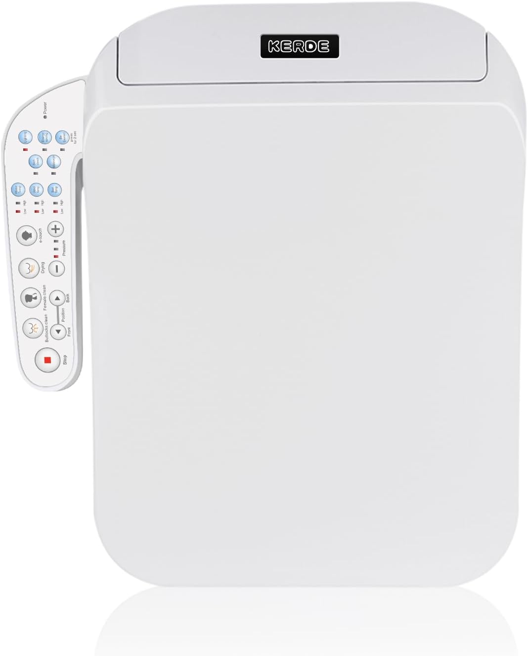 KERDE F30 Square Electric Bidet Seat, Smart Toilet Cover, Heated Water Cleansing, Warm Air Drying, Seat Constant Temperature, Adjustable Temperature, Front-to-Back Nozzle Massage