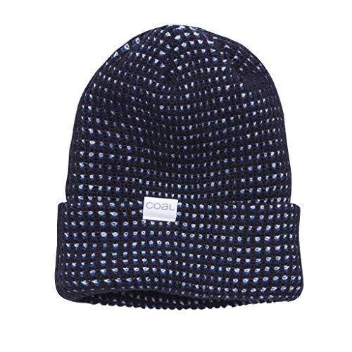 Coal The Davey Waffle Knit Contrast Cuff Beanie Hat, Navy