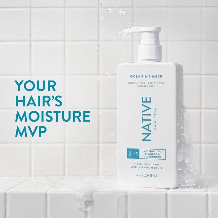 Native Moisturizing 2-in-1 Shampoo and Conditioner Ocean and Timber 16.5 fl oz with Travolle Dispenser Pump
