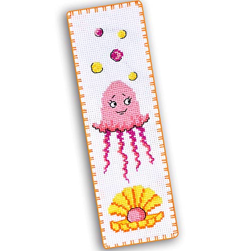 Povitrulya Counted Cross Stitch Kit 'Jellyfish' - DIY Embroidery Bookmark Under the Sea