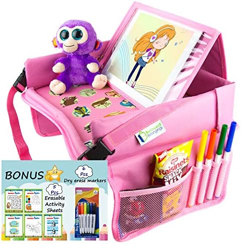 Kids Travel Tray for Toddler Car Seat | Toddler Car Seat Tray Organizer | Large Tablet Holder A Road Trip Essential | Soft Padding, Waterproof