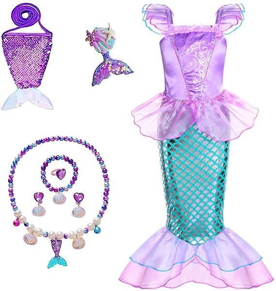 Disfraz de sirena para niñas 2-3 años con accesorios miniatura 1