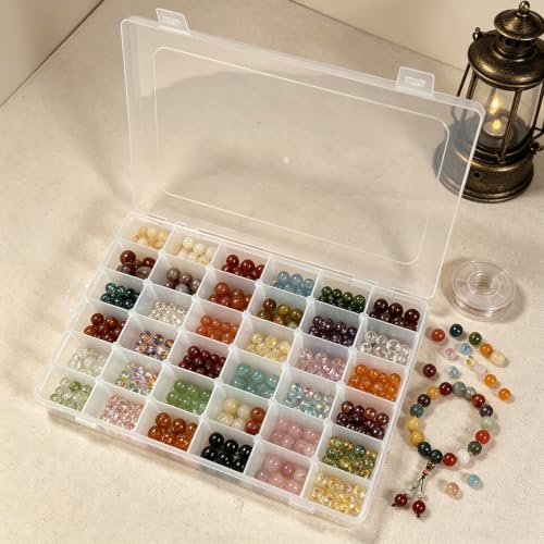 Image of Guyuyii 6 Pcs Clear Plastic Organizer Box with Adjustable Dividers, 36 Grid Small Storage Case, Transparent Craft Organizer Container for Beads, Jewelry, Screws, Fishing Tackle, Art Supplies, Hardware