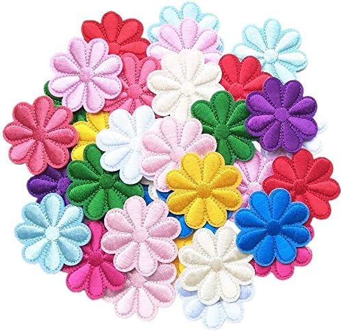 SGJING 108pcs Flower Random Embroidered Patch Sew On/Iron On Patch Applique Clothes Dress Plant Hat Jeans Sewing Flowers Applique DIY Accessory（BL-78） (108)