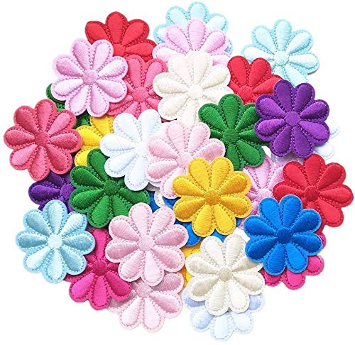 Sgjing 108Pcs Flower Random Embroidered Patch Sew On/Iron On Patch Applique Clothes Dress Plant Hat Jeans Sewing Flowers Applique Diy Accessory（Bl-78） (108) #TOP20