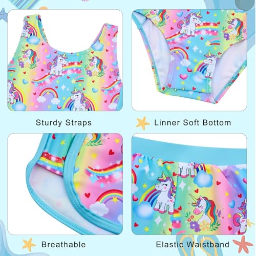 Image of TUONROAD Toddler Girls One Piece Swimsuit 2Pcs Bathing Suit Kids Swimwear with Short for 3-9