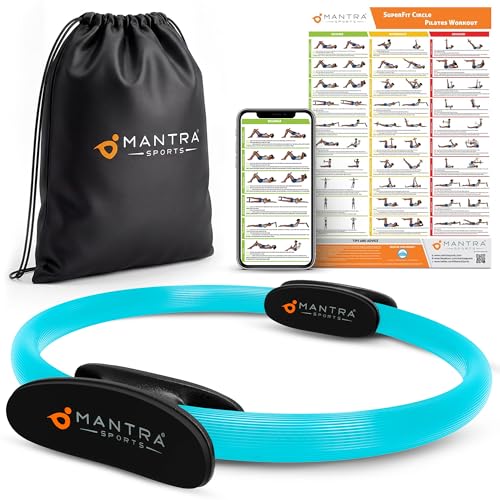 MANTRA SPORTS Pilates Ring - 13 Inch Magic Circle Pilates Ring - Toning Inner Thigh Exerciser, At-Home Yoga Equipment for Home Workouts - Thigh Master for Women, Arms & Core Toning - Ocean Teal by MANTRA SPORTS - Used condition - US$15.20