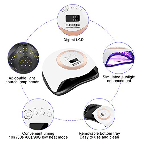 AYITOO 168 W nageldroger, uv-lamp, goudkleurig, led-uv-lamp voor gelnagels, professionele nagellak, nagellamp met 4… - Afbeelding 7