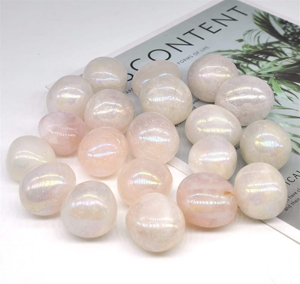 Meditation Home Natural Round Electroplating Rose Quartz Bulk Tumbled Stones Gravel Specimen Healing Crystals Mineral Gem Aquarium Home Decor (Color : Rose Quartz, Size : 200-300g)