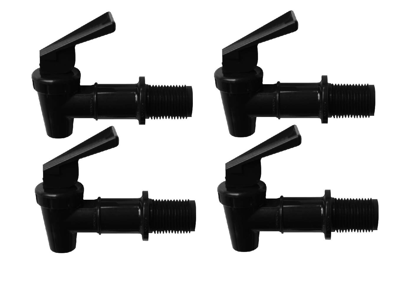 Black Spigot 4-pack, Faucet, Beverage Dispenser, Water Crock, Water Filter Bucket, Water Tap, Made for Gravity Feed with Washers and Nut