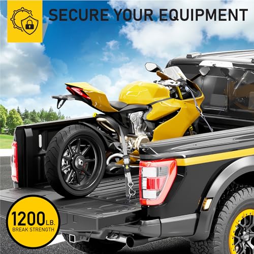 AUGO Retractable Ratchet Straps – 1\" x 10\' – 1200Lb Breakstrength – 4 Heavy Duty Self Retracting Tie Downs with Safety Lock S Hooks, Soft Loops & Storage Bag – for Motorcycle,Tree Stand,Bed,Boat,Cargo - Thumbnail 6