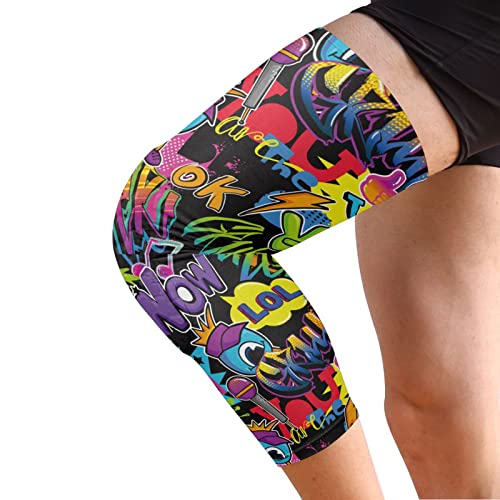 Basketball Knee Pads Youth Wrestling Knee Pads With Sleeves Kids Bball Knee Pad For Volleyball Football Comics Graffiti 1 Pair #TOP1