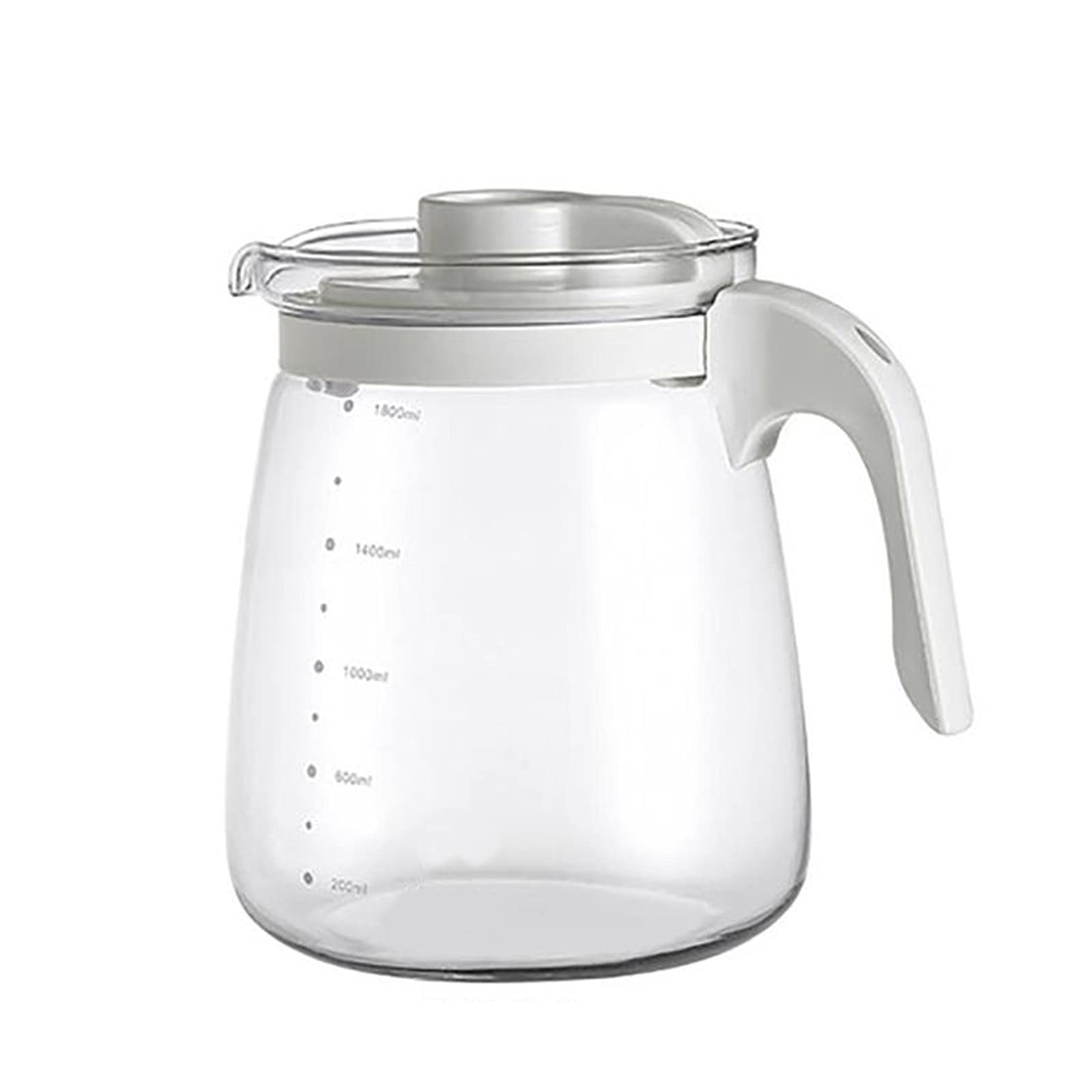 Jarra de Agua Transparente para Nevera, Jarra de Agua de Vidrio, Jarra de Gran Capacidad, Tetera con Tapa para Limonada y té Helado.(Blanco 2 litros)