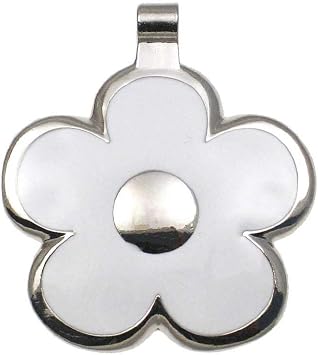 Flower Jewelry Pet ID Tag for Dogs and Cats, Easy to Read Personalized Engraving on Back Side, Large, White