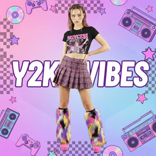 Image of Tie Dye Women Furry Leg Warmers Faux Fur Boot Covers Fluffies Cuffs, 15.7 inch Tall