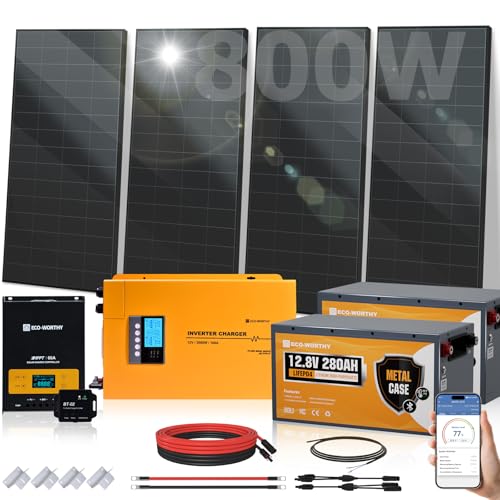 ECO-WORTHY 7.168KWH 800W Solar Panel Kit for RV Off Grid Complete System with 4PCS HPBC 200W Solar...