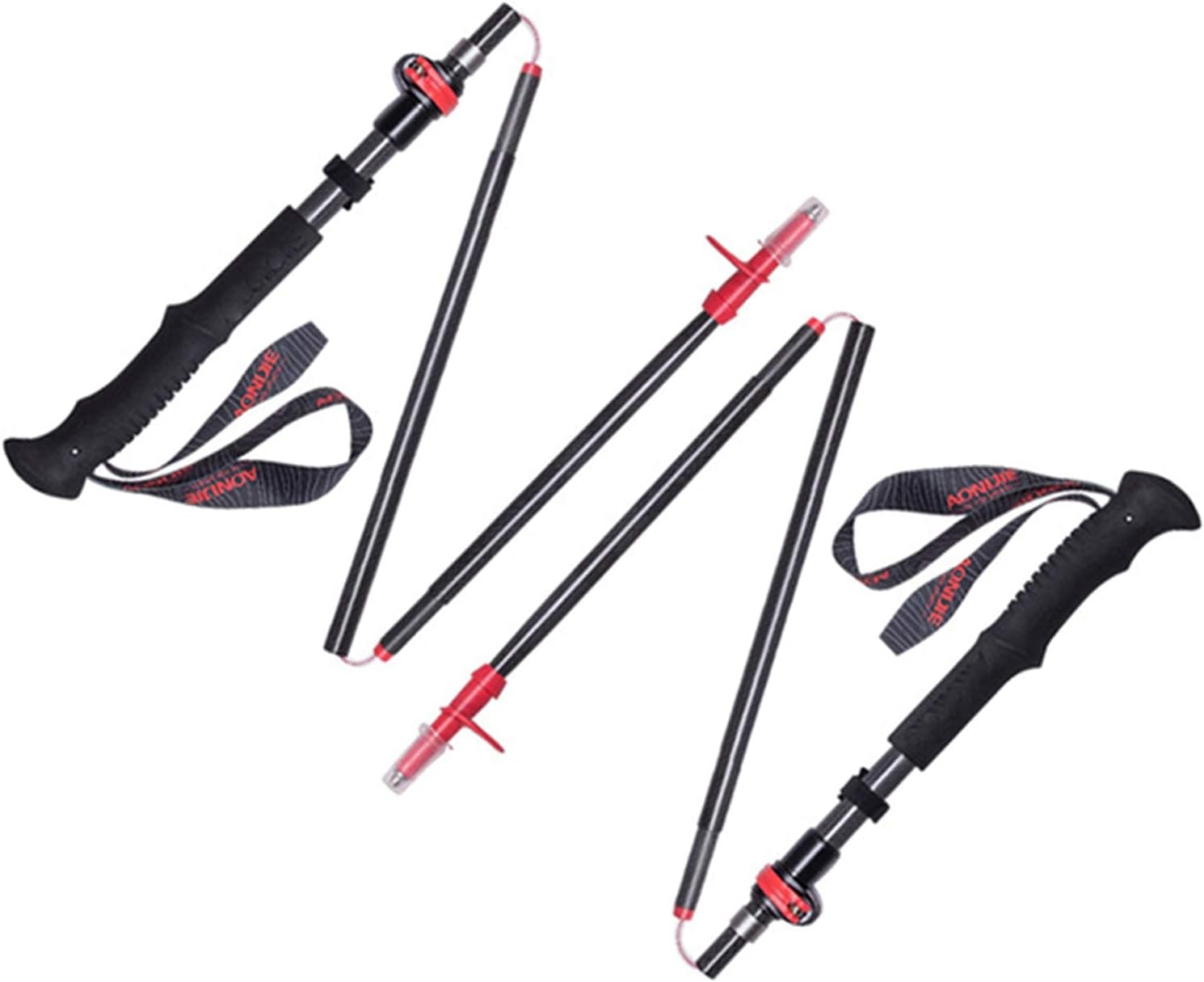 Hiking Trekking Poles, Lightweight Folding Hiking Trekking Poles, Adjustable 110-130Cm, High Grip and Soft and Comfortable Handle with Wrist Strap