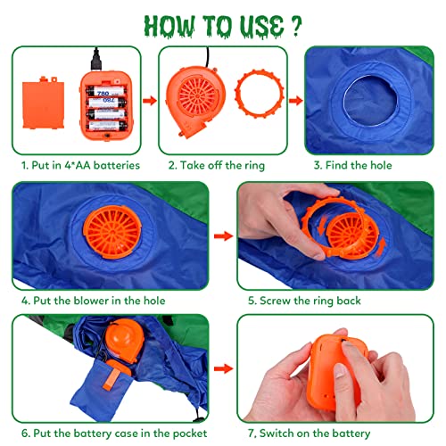 Funslane Halloween Inflatable Dinosaur Costume For Kids, Ride On Dinosaur Holding Pumpkin Blow Up Costumes Party Cosplay Costumes Dress-Ups For Boys Girls, Green #TOP4