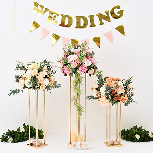 Vincidern 4Pcs Wedding Flower Stand Centerpieces For Tables, Gold Flower Stand For Party Decorations, Metal Flower Vases For Wedding Table Centerpieces (23.6 In Tall) #TOP6