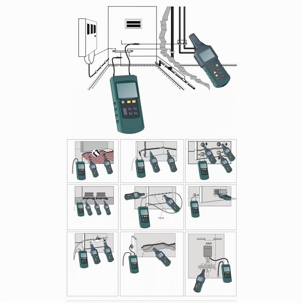 Detector de Cables y Tuberías Metálicas MS6818, Comprobador Subterráneo, Detección de Cortocircuitos y Localizador de Cables.
