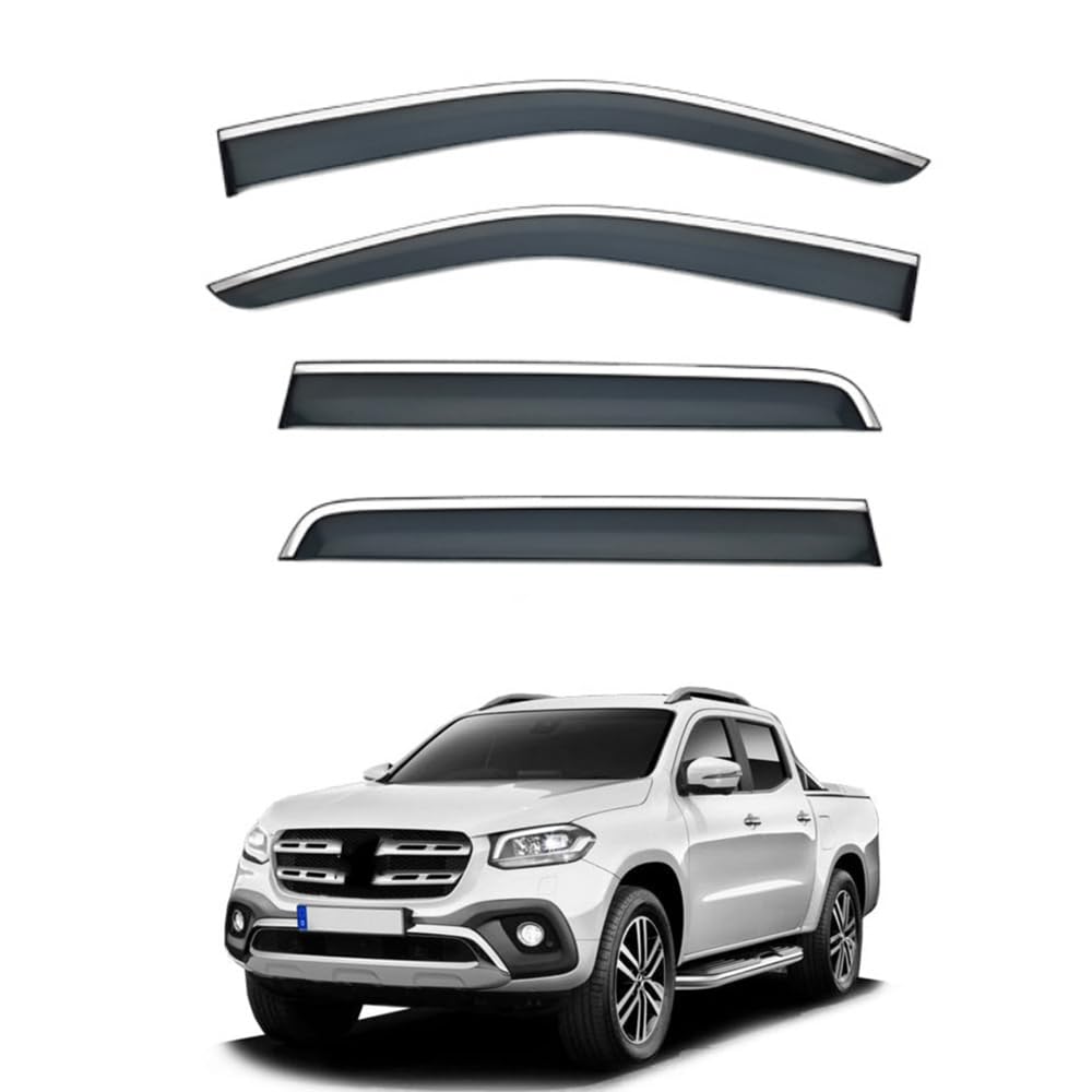 QOEMRHELT 4pc Set In-Channel Wind Deflectors, for Mercedes-Benz X-Class W470 2017-2020 Window Visors Rain Guards Vent Visors Rain & Sun Protection,Car Accessories